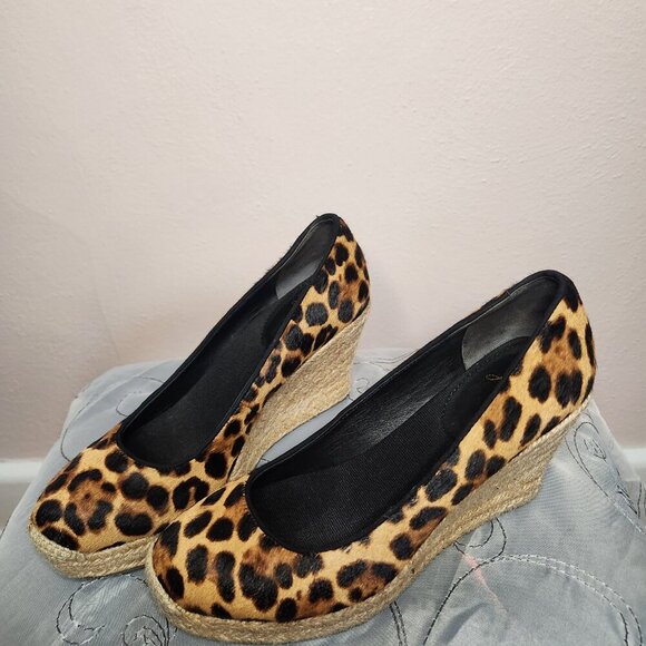 J.Crew Designer Leopard Print Calf Hair Wedge Espadrille Heels US 7 - Picture 3 of 12